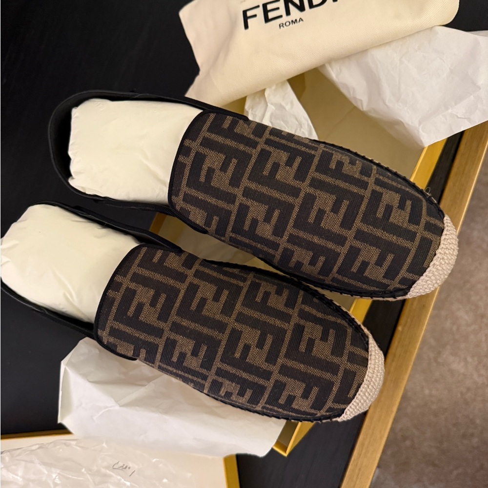 Fendi
Men's FF Logo Nylon/Leather Espadrilles